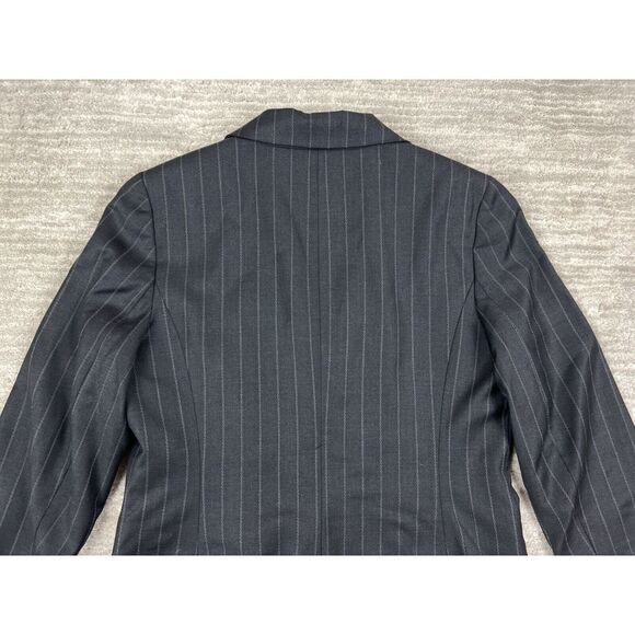 Ann Taylor Blazer Women 10 Black Stripe Suit Jacket One Button Long Sleeve Lined - Picture 8 of 12